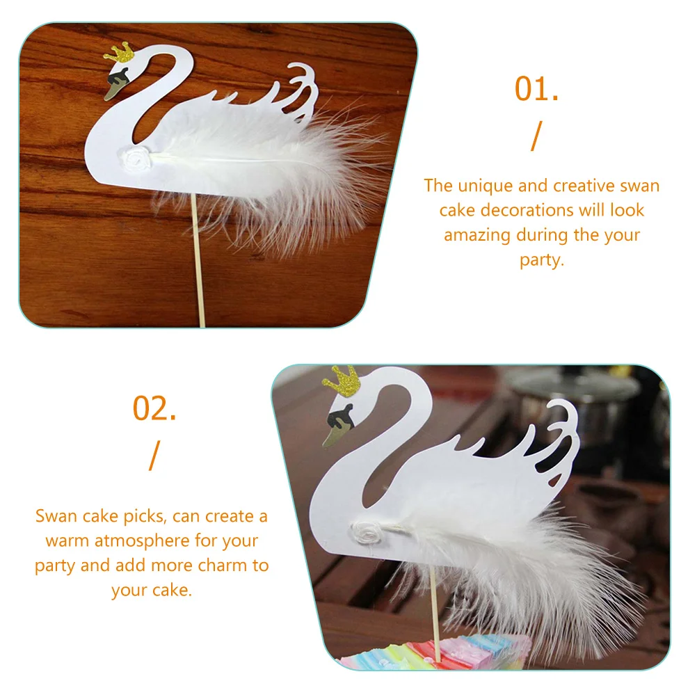 

5pcs Swan Cake Decorations Unique Party Supplies Fairy Cupcake Toppers Wedding Birthday Theme Decor Cake Picks