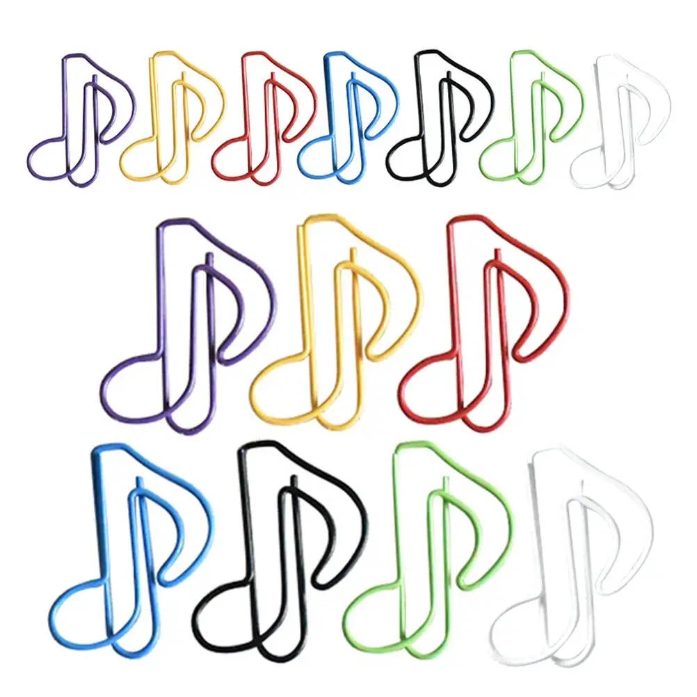 50pcs Music Note Paper Clips Colorful Metal Bookmarks Cute Stationery Office Supplies Fade Resistant Decorative