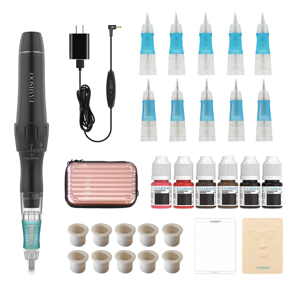 

FAMISOO Professional Semi-permanent Makeup Machine Tattoo Machine With Pigments Disposable Permanent Makeup Cartridge Needles