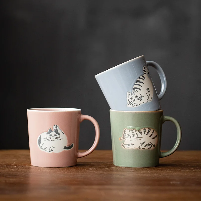 Japanese Cute Cat Patterned Ceramic Cup Mug Elegant Tableware