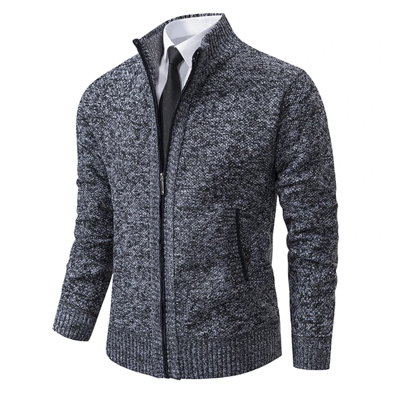 2023 Fall and Winter New Men\'s Cardigan Cardigan Jacket Sweater Zipper Stand-up Collar Knitted Thickened Jacket