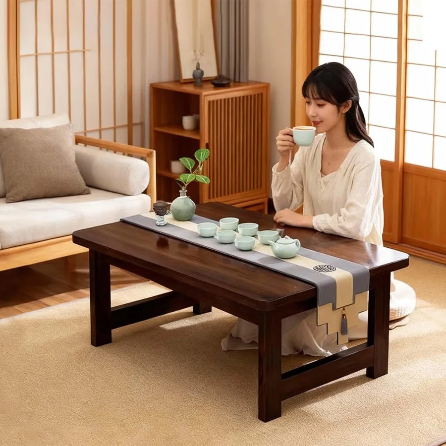 Japanese Folding Floor Table Foldable Coffee Tables Wood Low Desks Versatile for Sitting Dining Table Tea Tatami Desk No Assemb