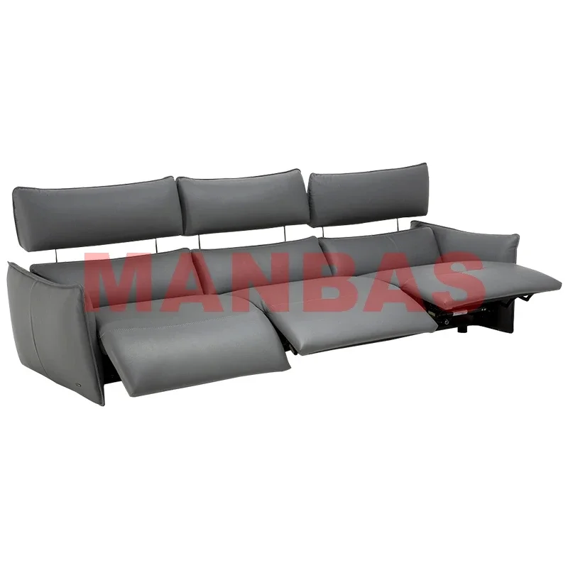 Dual Motors Power Recliners Living Room Sofa set Italian Genuine Leather Sofa Top Grade Cow Leather Couch 3 Seater Theater Couch