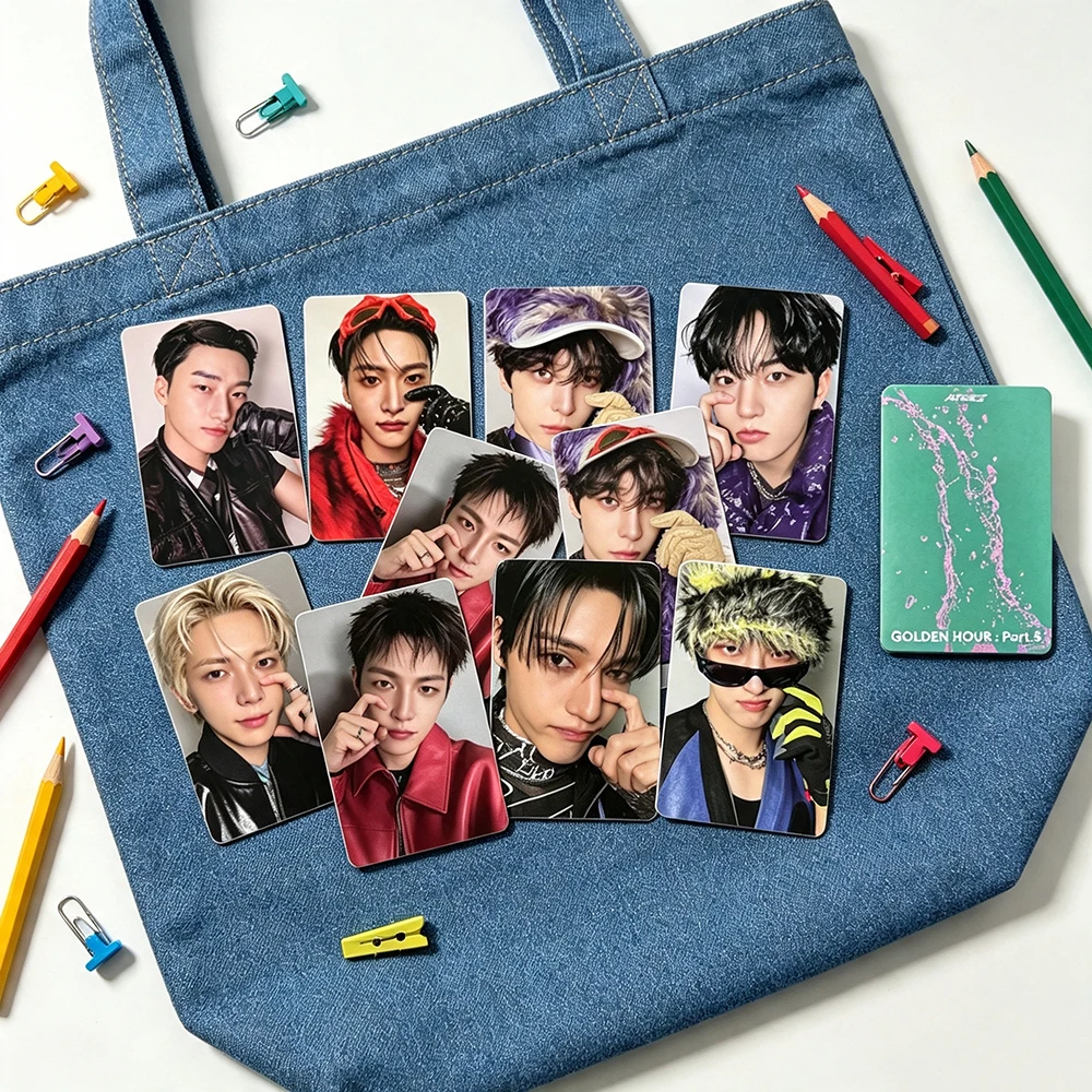 New Fashion ATEEZ Member Cosplay Double Sides Lomo Cards Yeosang Wooyoung Jongho San Golden Hour Part.5 Album Glossy Selfie Card