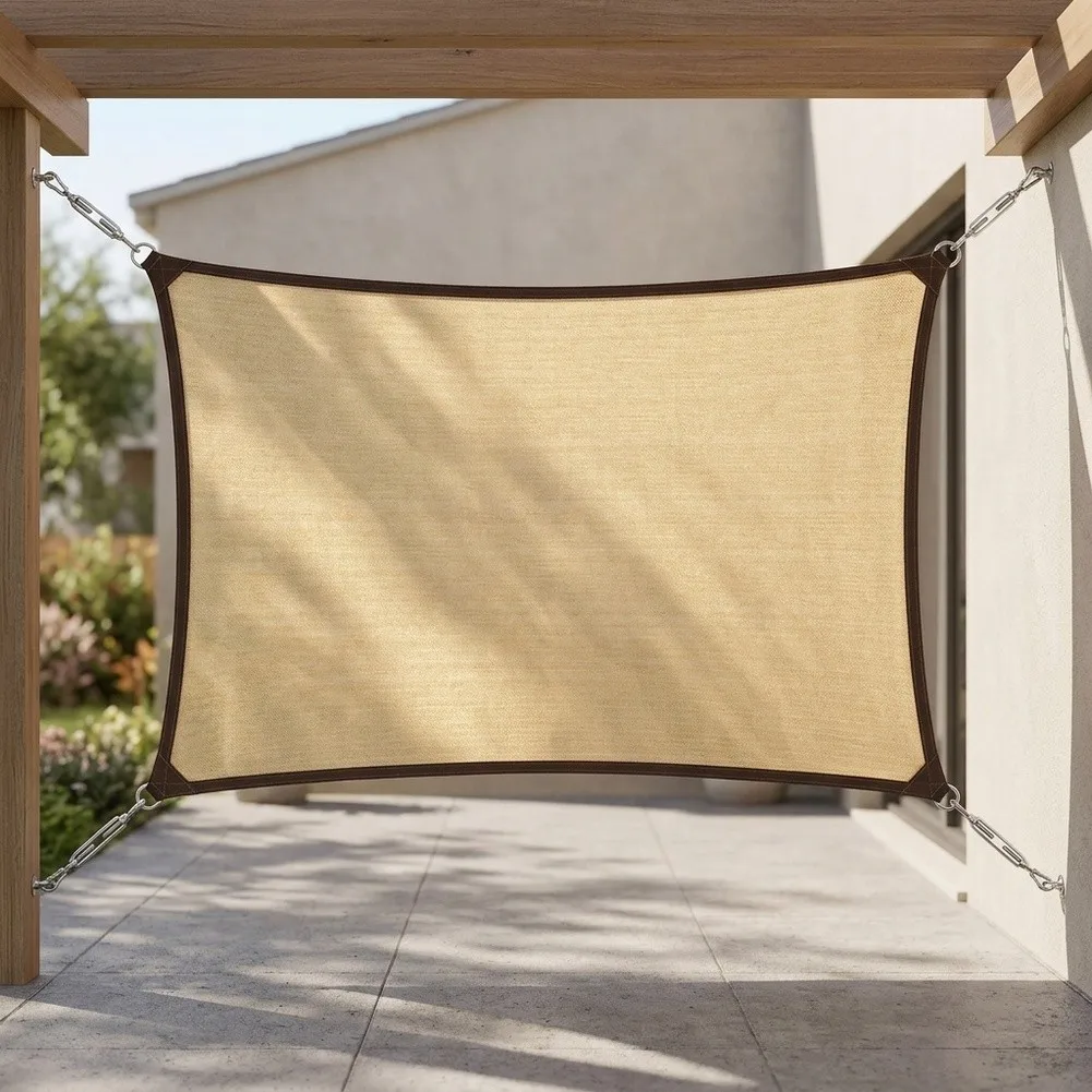 Lightweight For PE Woven Shade Cloth with Sewn Edge for Overhead Coverage on Balconies Patios and Parking Zones Size Options