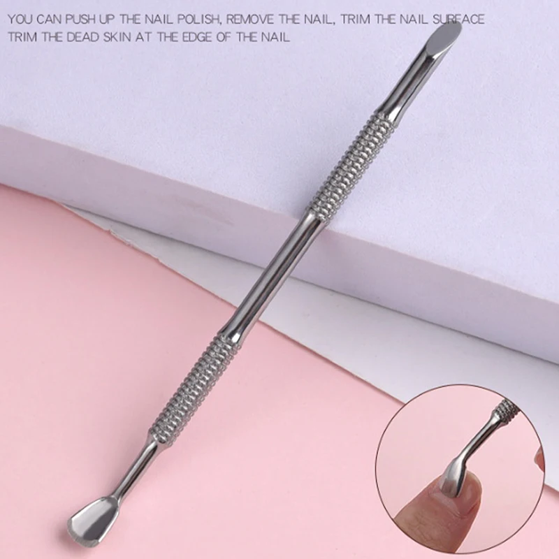  Nail Art Pusher Dead Skin Remover Stick Rod Gel Polishing Dual End Stainless Steel Tweezers Nail Cutter Nail Art Tool Pedicure