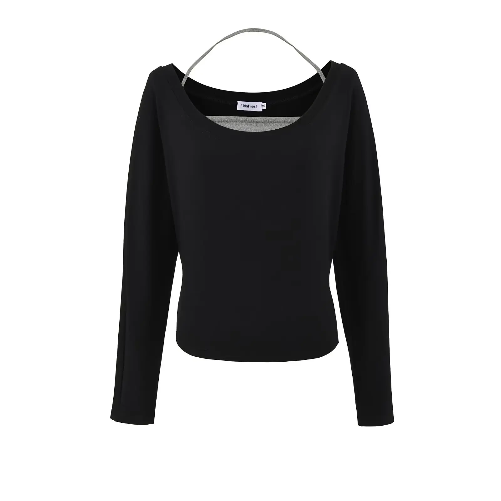 ZBZR Autumn New Women's Loose Fit Long Sve Slimming Two-Piece Set T-irt Simple Versatile ort Top Polyester Fiber