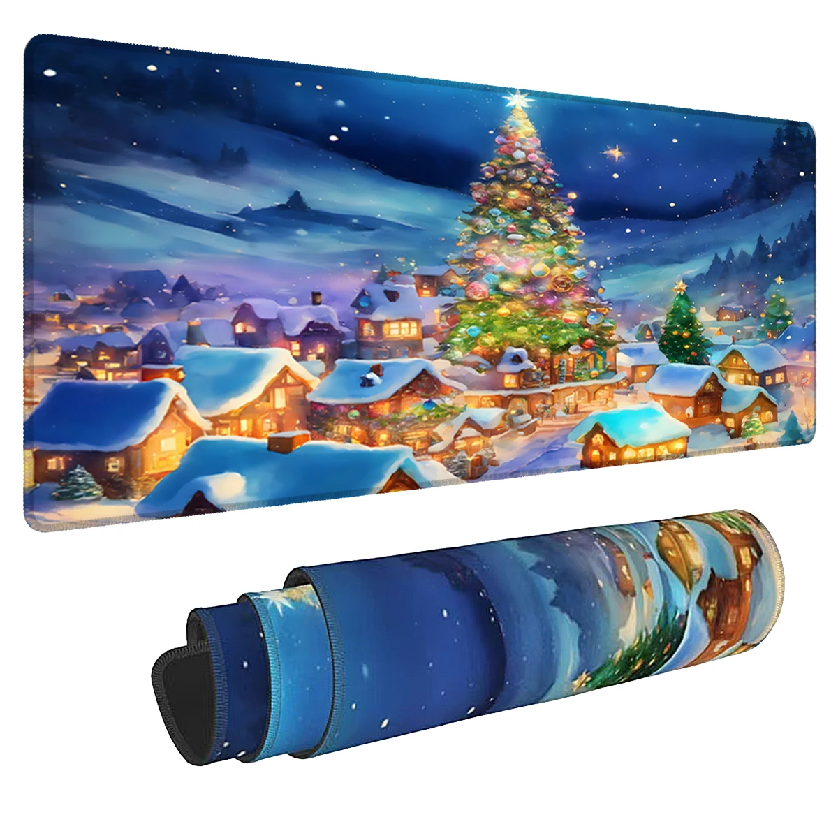 1pc Exquisite Christmas Tree Decoration Gaming Mouse Pad Multi-Size Non-Slip Stitched Edge Computer Keyboard Desk Mat For Office