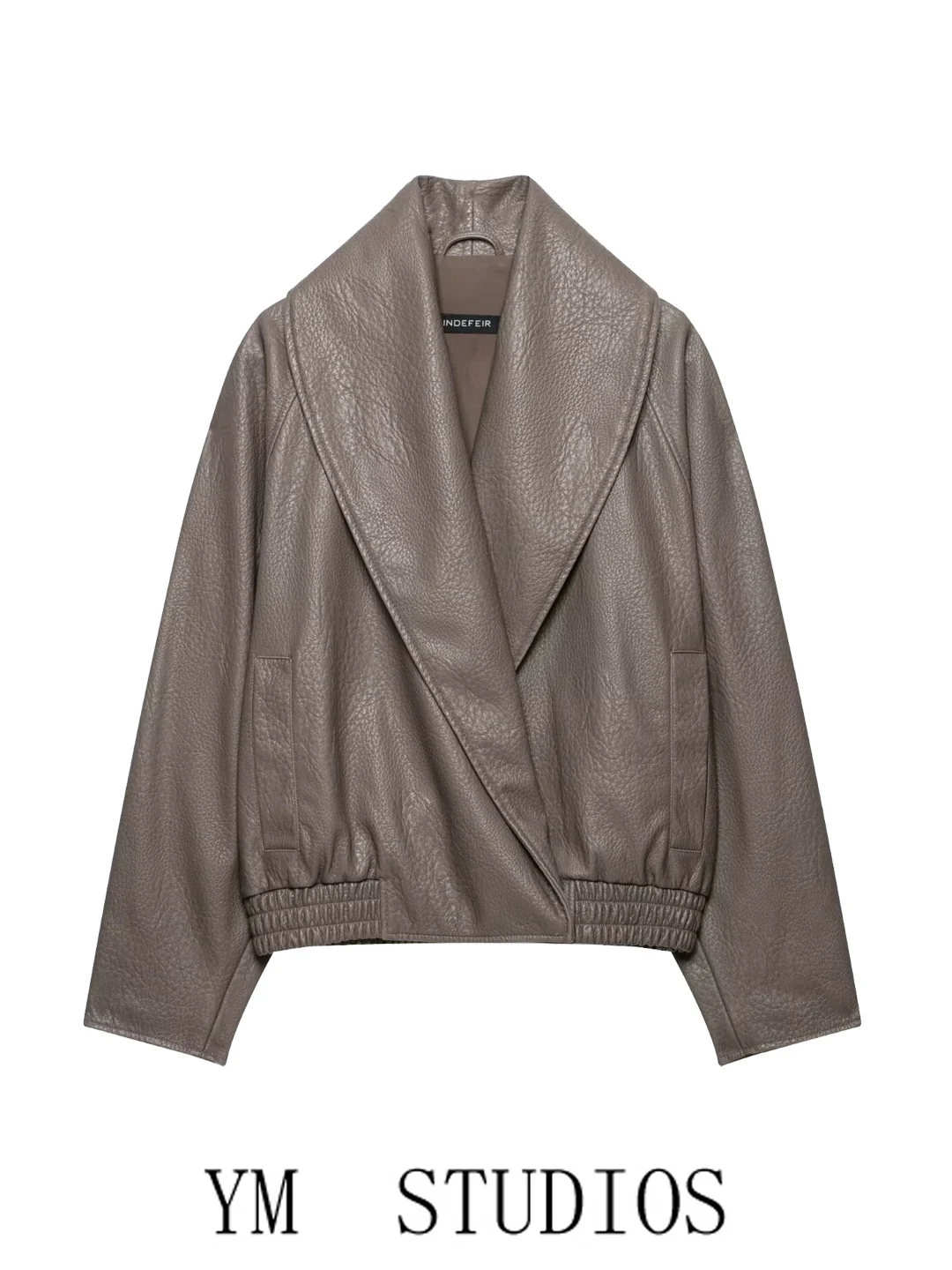 Women's Short Double-breasted Leather Effect Jacket Loose Waistcoat Autumn Outerwear Fashionable Slim Fit PU Leather Coat