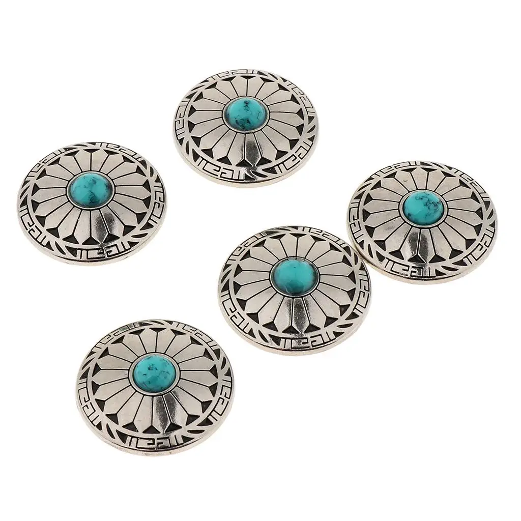 Vintage Concho Buttons Alloy Screw Back Round Coin Design Western Style for DIY Leather Bags Belts Hats