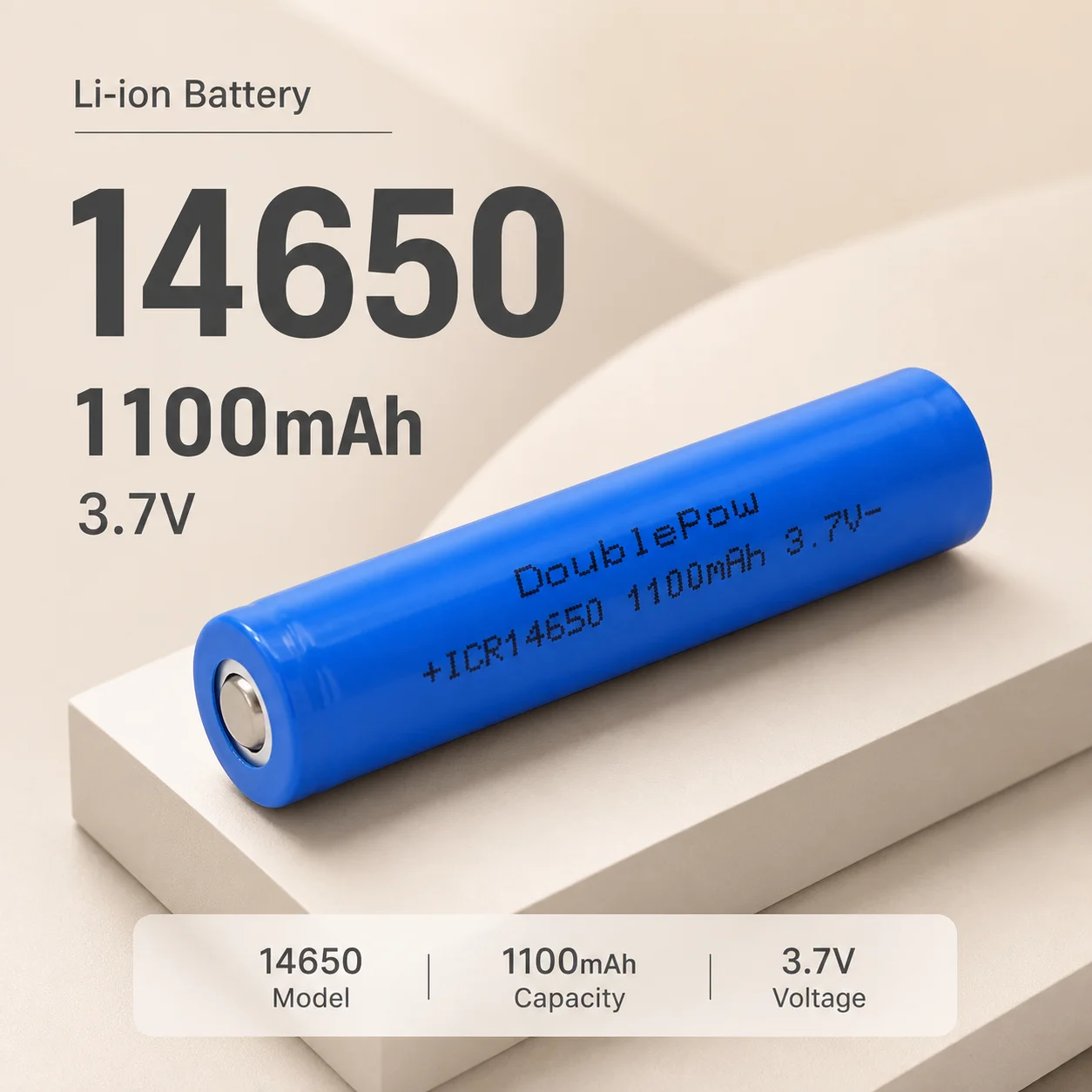 14650 Li-ion Rechargeable Battery 3.7V 1100mAh for LED Flashlight Single Cell Lithium Ion Replacement Power Battery