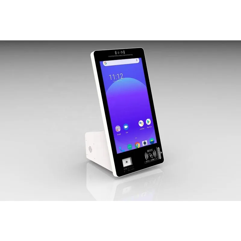 Custom 15.6 Inch Desktop Self Service Touch Screen Self-Ordering Kiosk POS System Fingerprint Reader Credit Card Payment SDK