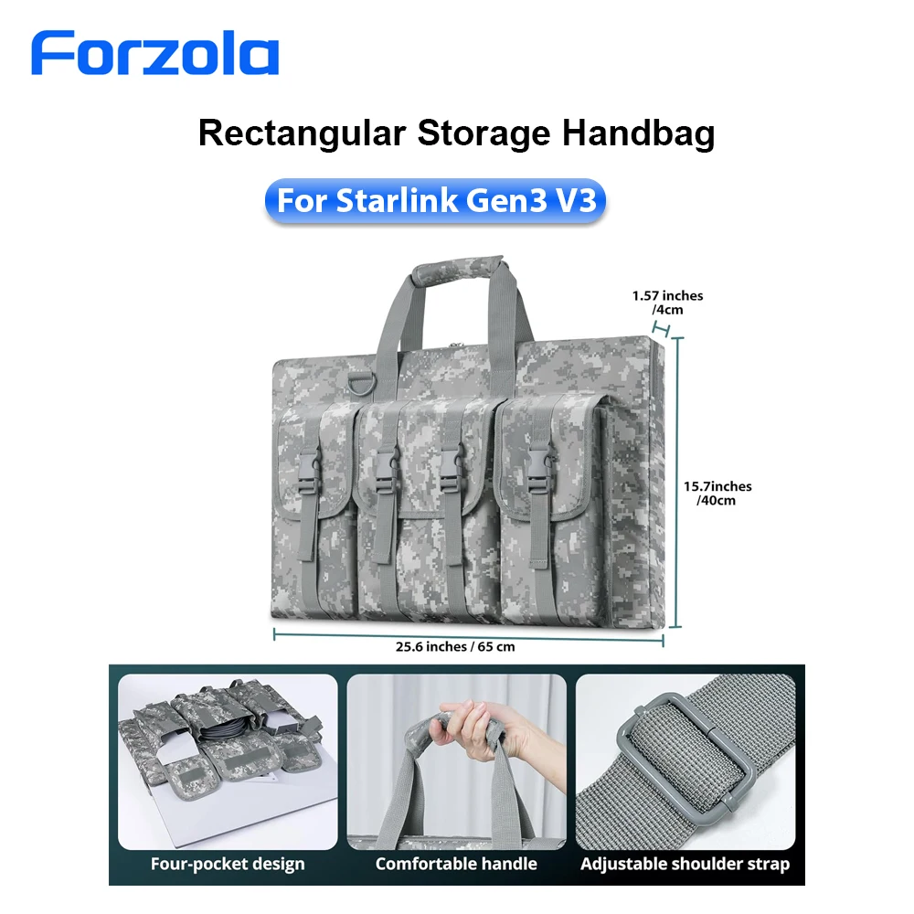 FORZOLA For STARLINK Gen 3 V3 Satellite Portable RV Protective Outdoor Camping Travel Bag Rectangular Storage Handbag Waterproof