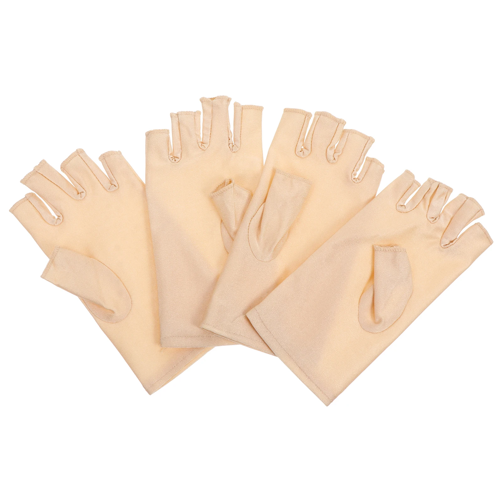 

2 Pairs Sunscreen Half Finger Gloves Beige Elastic Cycling Riding for Women Men Outdoor Biking Touch Screen Breathable UV