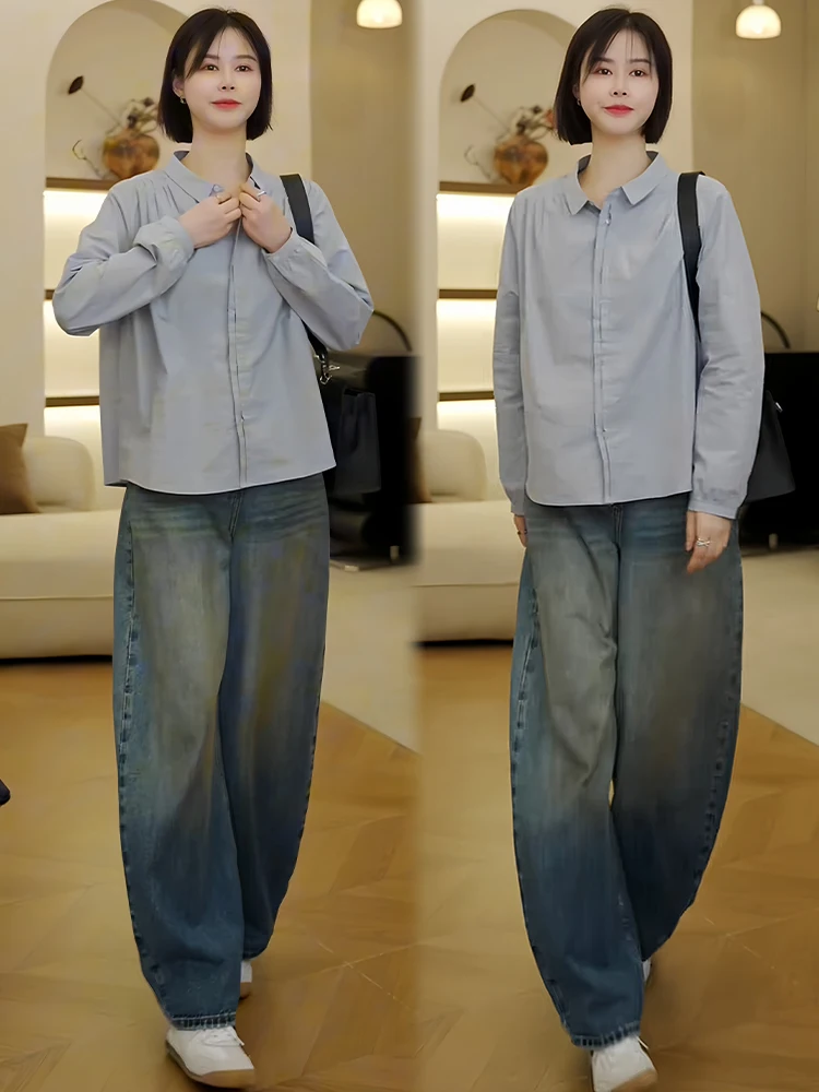 Décontracté Long Sve irt femmes Faion 2026 nouveau automne Design à la mode sens élégance polyvalent Anti-âge irt XiaoXiang Sle