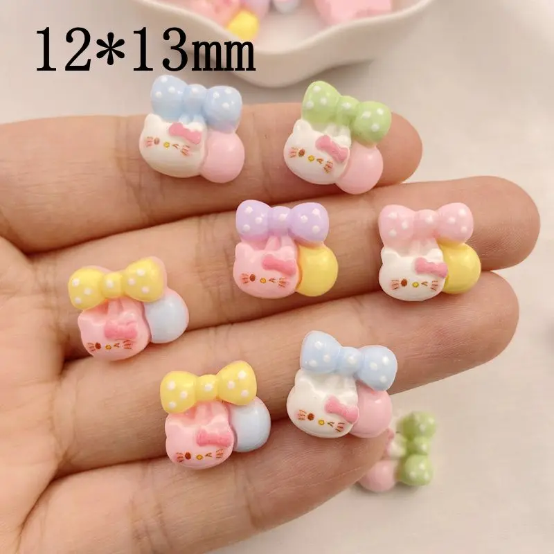 20Stuks Hars Cute Cute cartoon cherry kitten Platte Achterkant Bloem Plakboek Bruiloft Applique Ambachten Diy Nail Art Decor