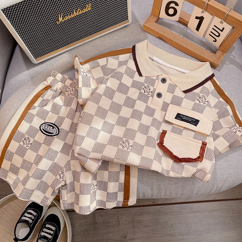 

Fashion Todddler Boys Polo T-shirts + Shorts Baby Kids Girls Clothes Sets Summer Children's Outfits