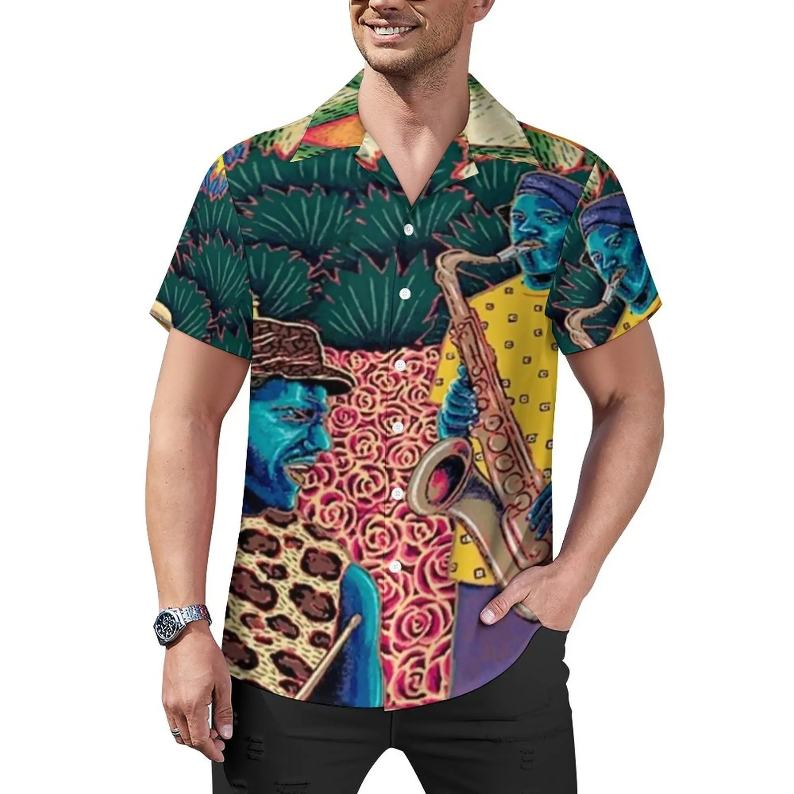 

Jazz Festivals Print Blouses Male Jazz Heritage 1997 Casual Shirts Hawaiian Short Sleeve Stylish Oversized Beach Shirt Gift Idea