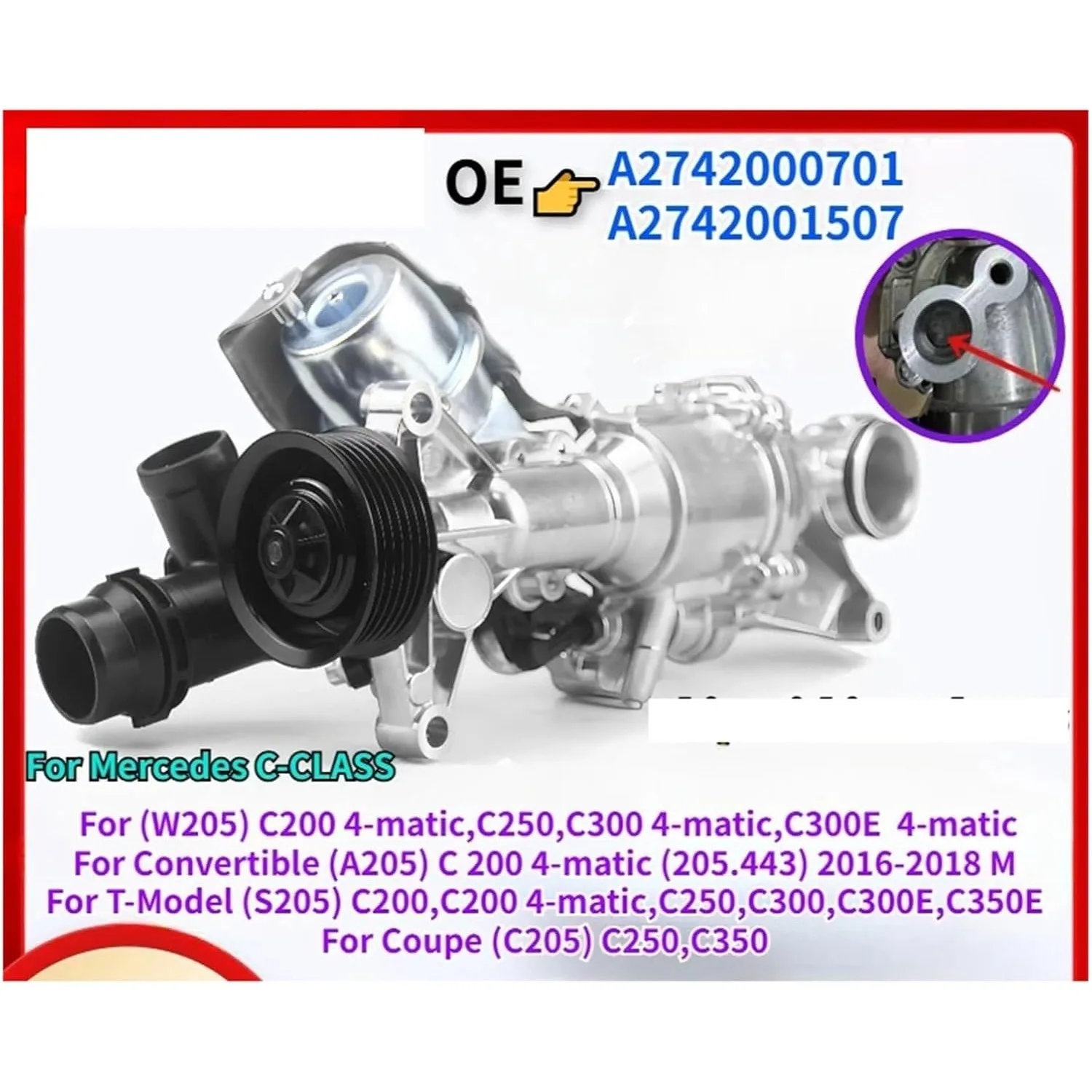 Car Auto A2742000701 A2742001507 For Benz C-Class W205 A205 C205 S205 C200 C250 C300 4-Matic C300E C350E Mechanical Water Pump