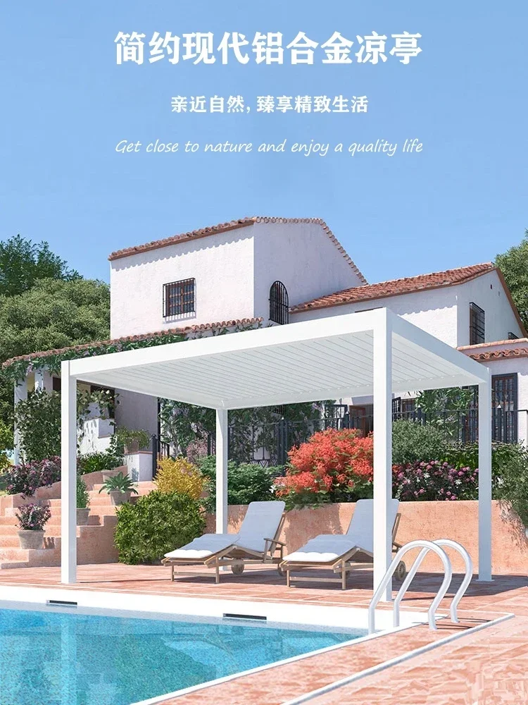 Hot sale Modern Motorized awning Gazebo outdoor roof arbours Aluminum louver Pergola for resorts