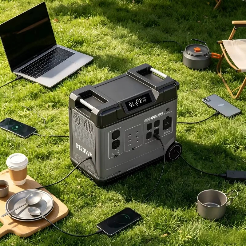 Outdoor Camping Power Station, 5000W Portable Mobile Charging Station, 5120Wh, 120V/240V
