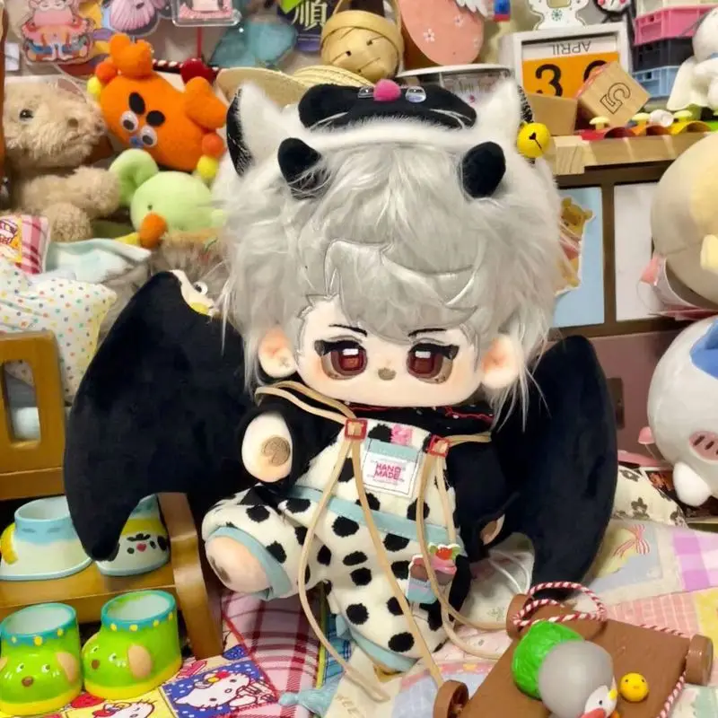 Mankebu Original 20cm Non Attribute Cotton Doll Vampire Duke White Hair Demon Magnetic Wings Black Plush Stuffed Toy