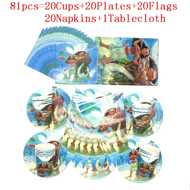 

Disney Cartoon Birthday Disposable Set Cartoon Moana Maui Party Decoration Disposable Kid Napkin Cup Party Supplies Baby Shower