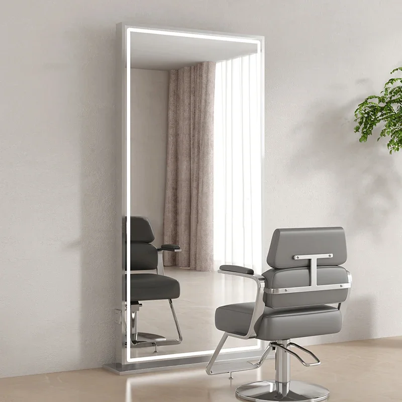 Hair Salon Full Body Mirror with Lights Decorative Mirrors for Hair Salon Barber Shop Custom Wall Mirror Integrated Cabinet