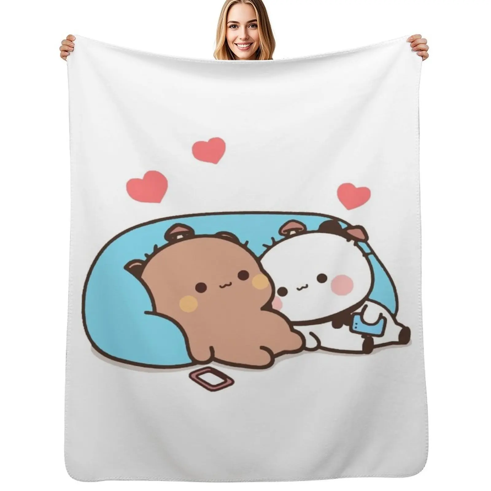 bear and panda bubu dudu balloon Throw Blanket Cute Plaid Furrys Retros Bed covers Flannel Fabric christmas gifts Blankets