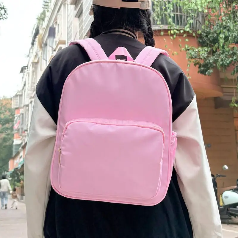 Casual sports nylon waterproof women backpack School bags for girls outdoor schoolbag travel storage bags Can DIY With Patches