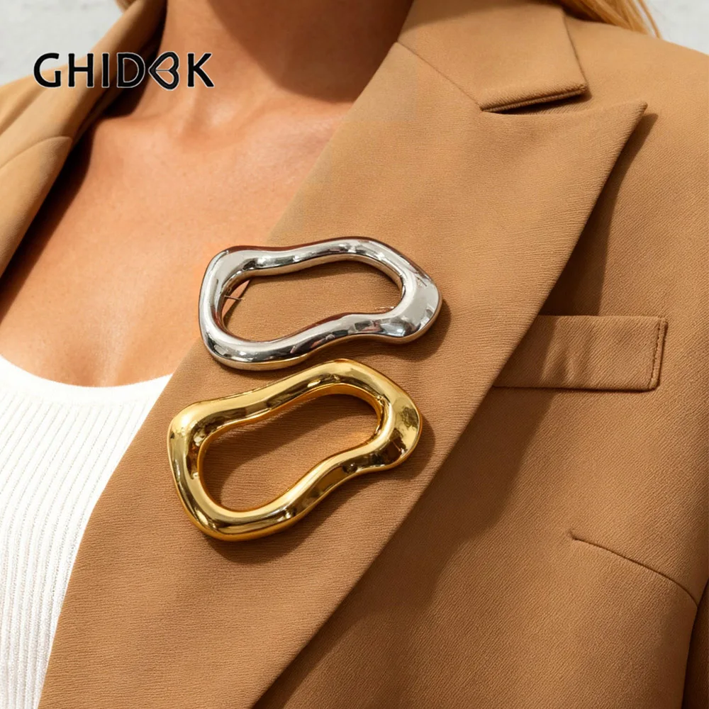 GHIDBK Minimalist Art Style Exaggerated Abstraction Irregular Hollow Brooch Accessories Women's Light Maturity Casual Jewelry