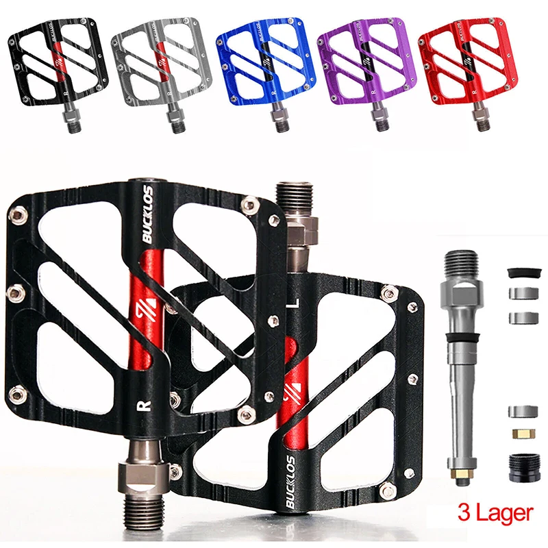BUCKLOS MTB Pedals 3 Bearing 9/16 Mountain Bike Pedals CNC Aluminum Ultralight Road Mountain Bike Pedal Cycling Accessories