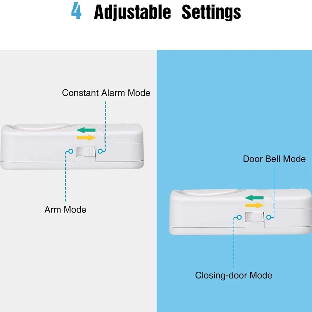 B04C-Wireless Door Window Burglar Sensor 4 Modes Alarm Door Open Detectors Freezers Close Reminder Security Protection