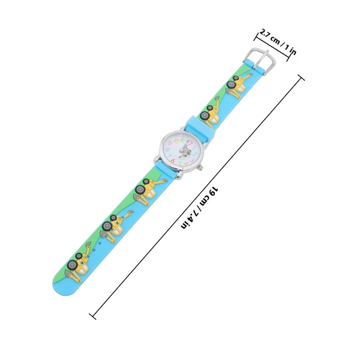 Engineering Vehicle For Kids Cute Cartoon Waterproof Quartz Wristwatch Cartoon Kids Watch Blue Children'S Timepiece