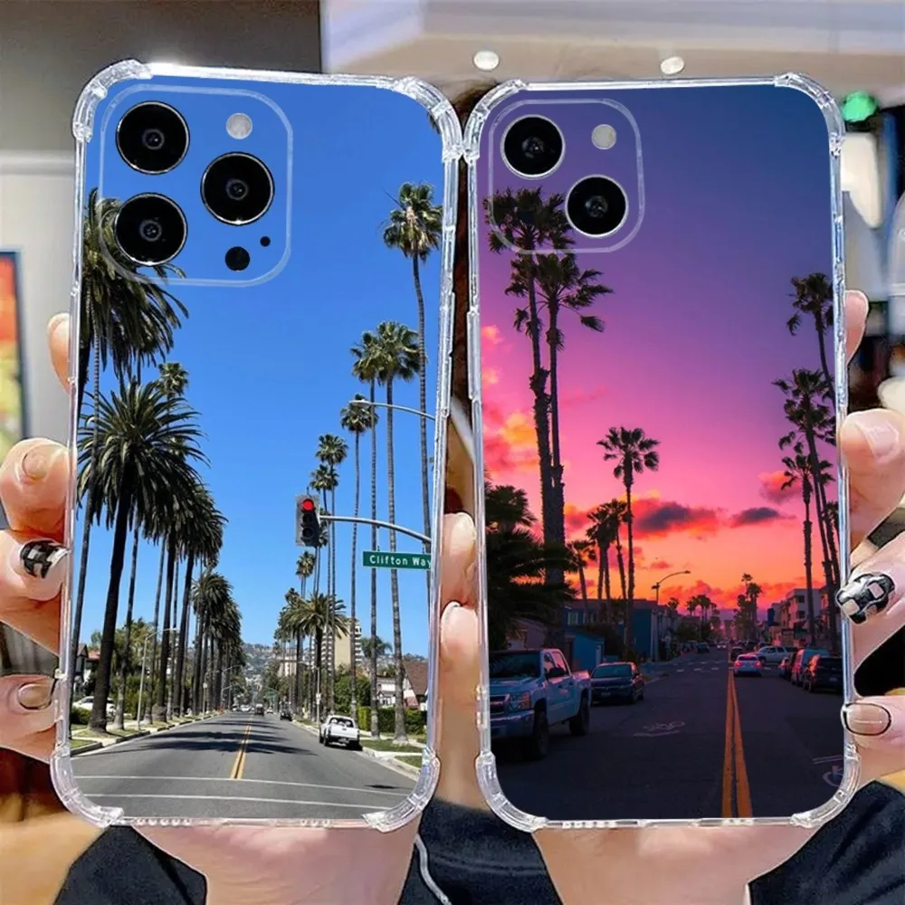 Travel Los Angeles California Phone Case For iPhone 15,14,13,12,11 Plus,Pro,Max,XR,XS,X,7,8 Plus,SE,Mini Transparent Soft Case