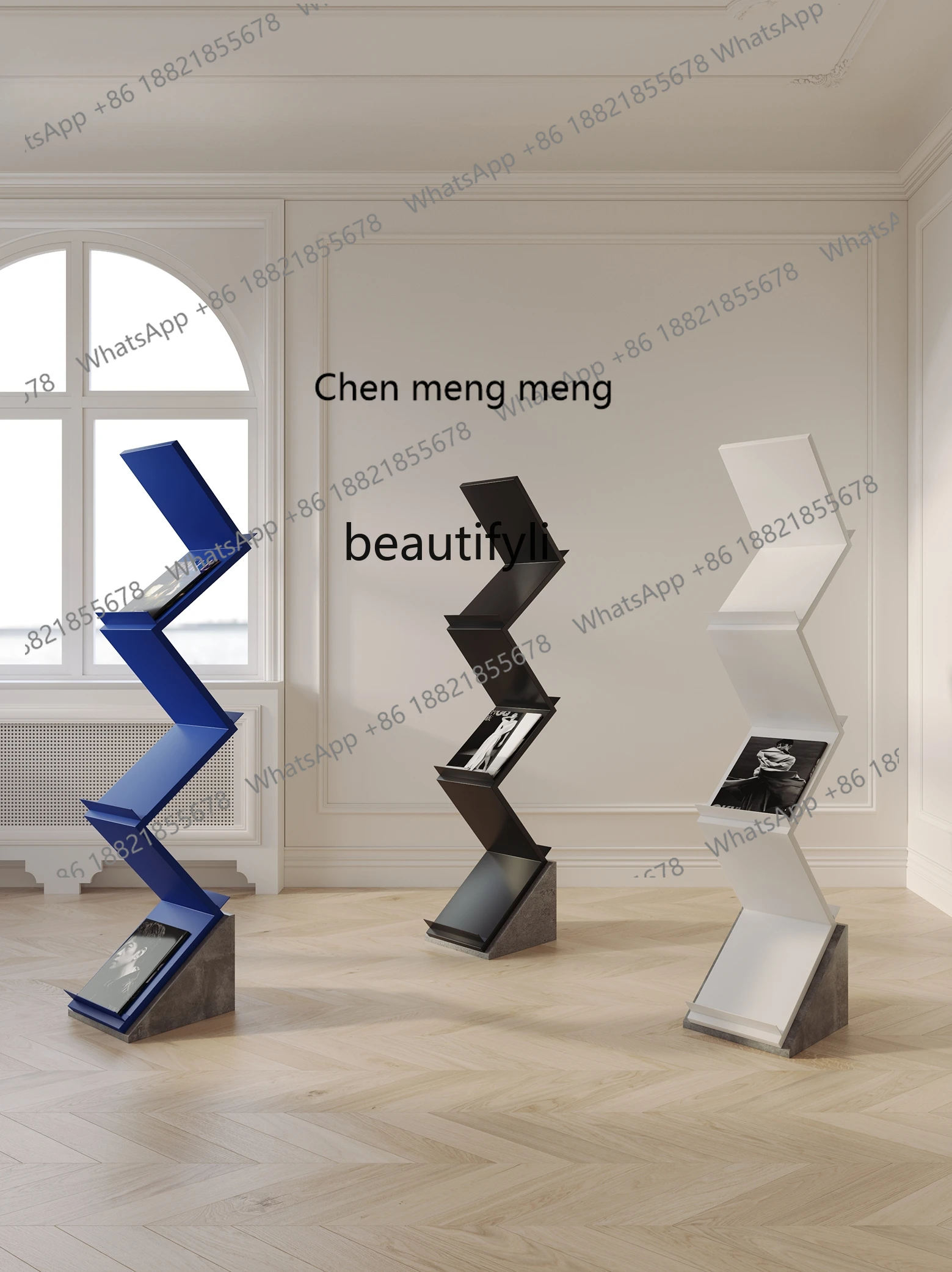 scn8617 Nordic Designer Magazine Rack Creative Simple Style Sculptured Ornaments Movable Floor Bookshelf B & B Bookshelf