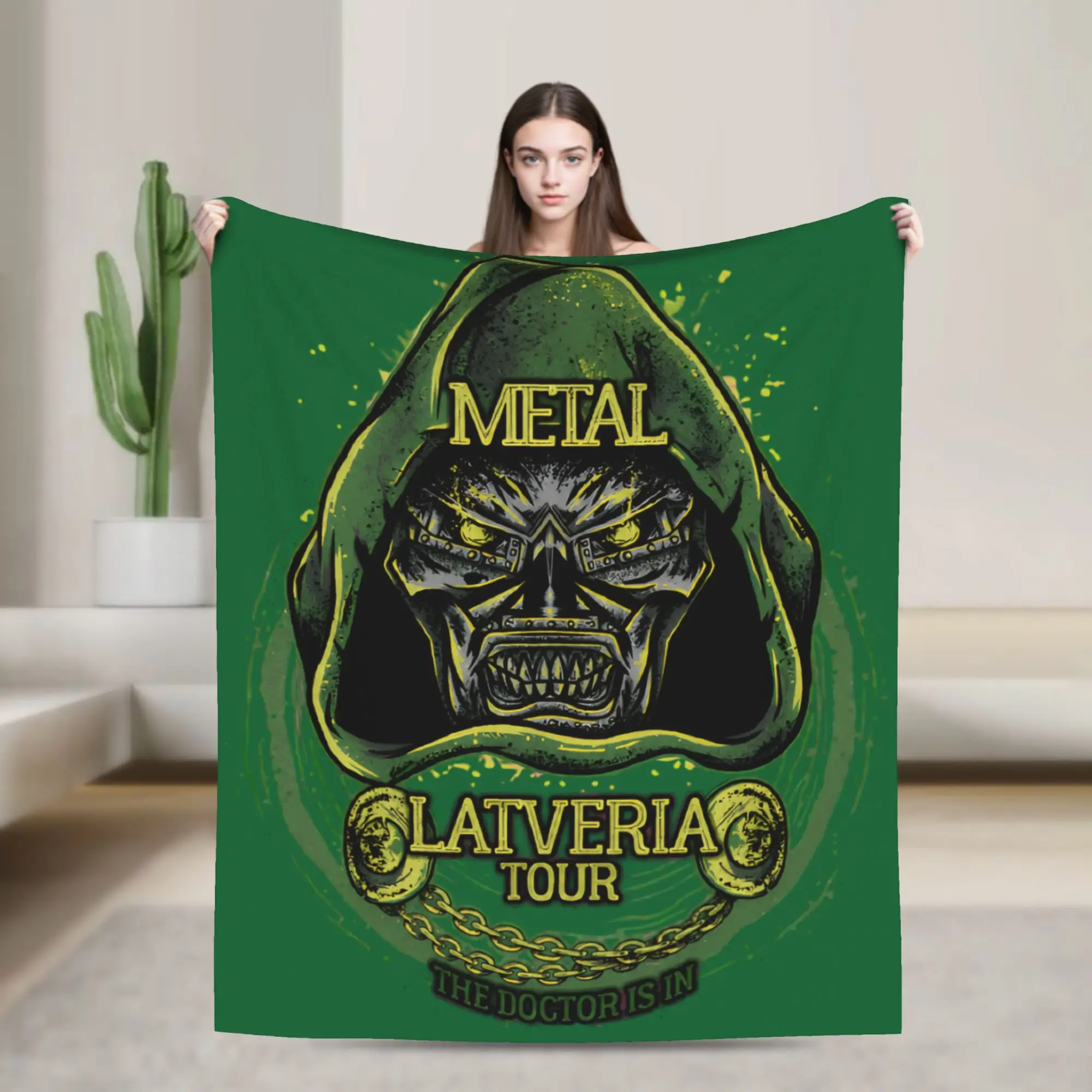 Dr Dooms Metal Blanket Cover Flannel Lightweight Throw Blanket for Car Sofa Couch Bed Rug