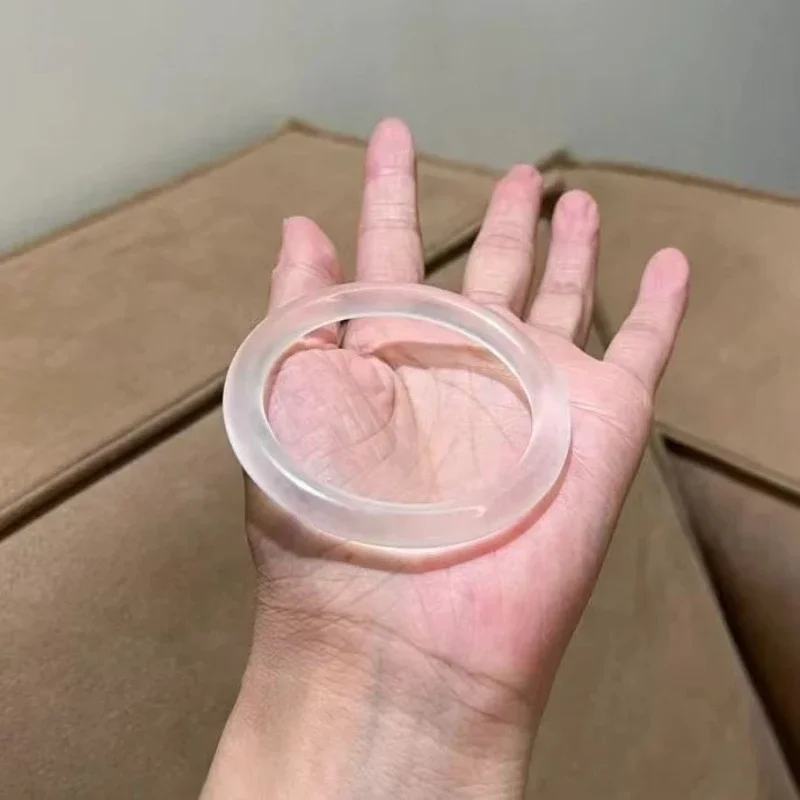 Нефритовый браслет из пенопласта, Белый Лунный свет, яркий ледяной нефрит, брикет, круглая балка ледяного типа, длинный нефрит, фото.