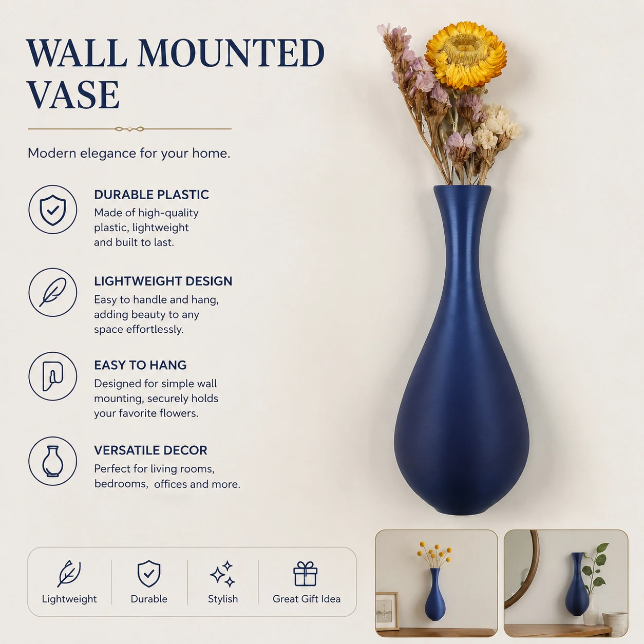 Cross-border Supply Morandi Green Water Drop Wall Vase Simple 3D Printed Wall Dried Flower Vase Home Wall Art Decor Ornament