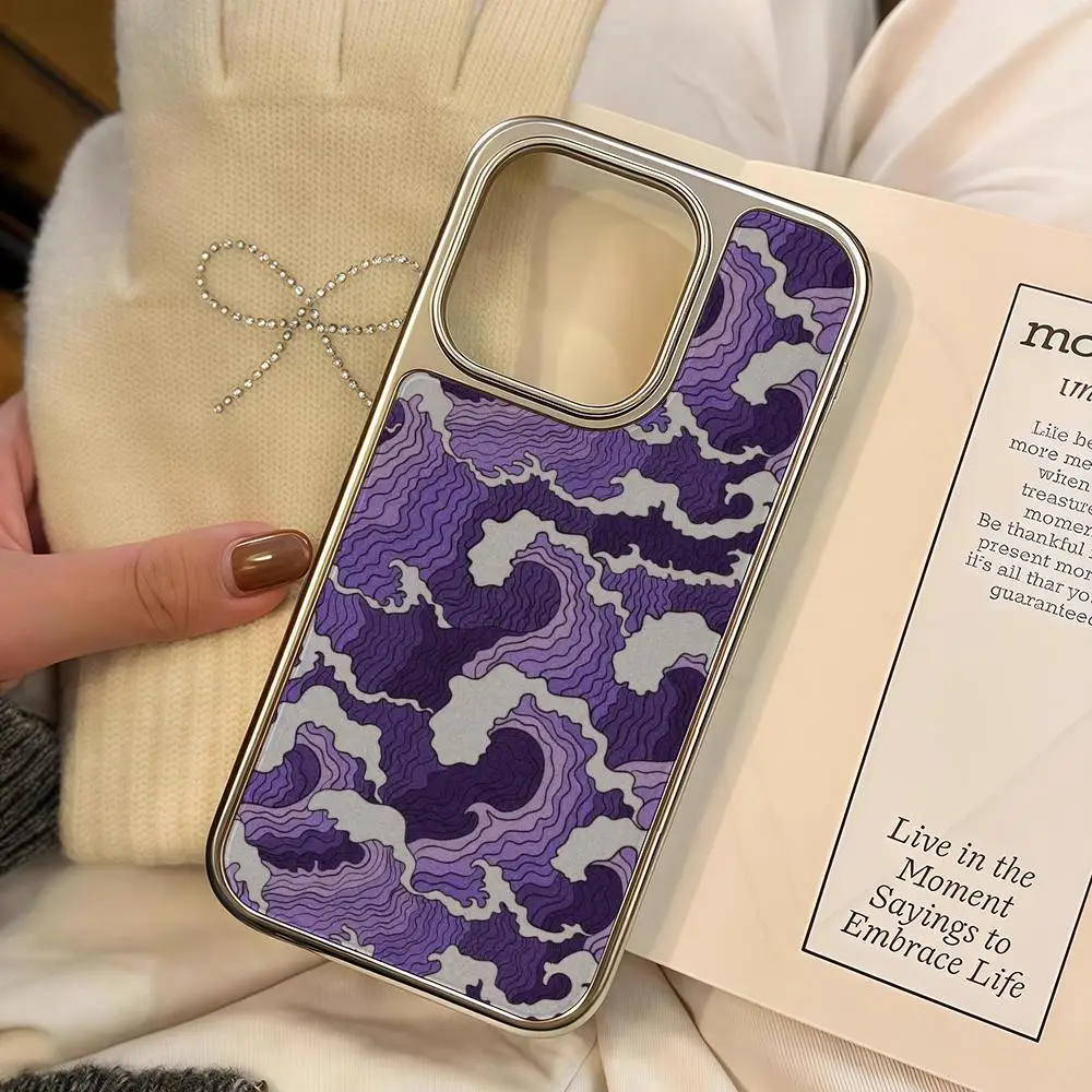 

Purple Aesthetic Phone Case For iPhone 16 15 14 13 12 11 Pro Max Plus HD Magsafe Metal Frame Carbon Fiber Hard Shell