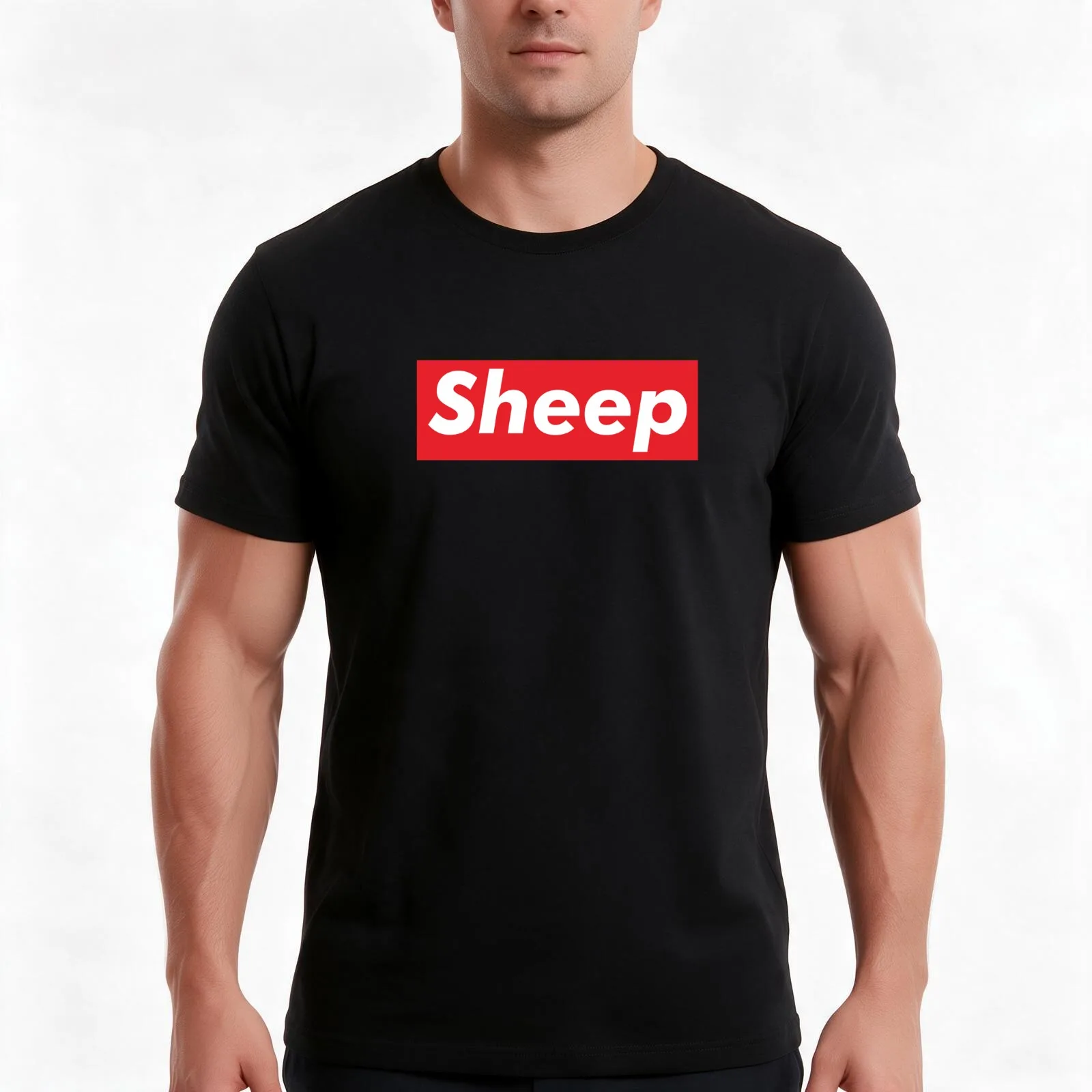 Sheep T-Shirt, Summer Casual Cotton Tee, Oversized Streetwear Tops, Vintage Graphic Print, Loose Fit Short Sleeve, 100% Cotton