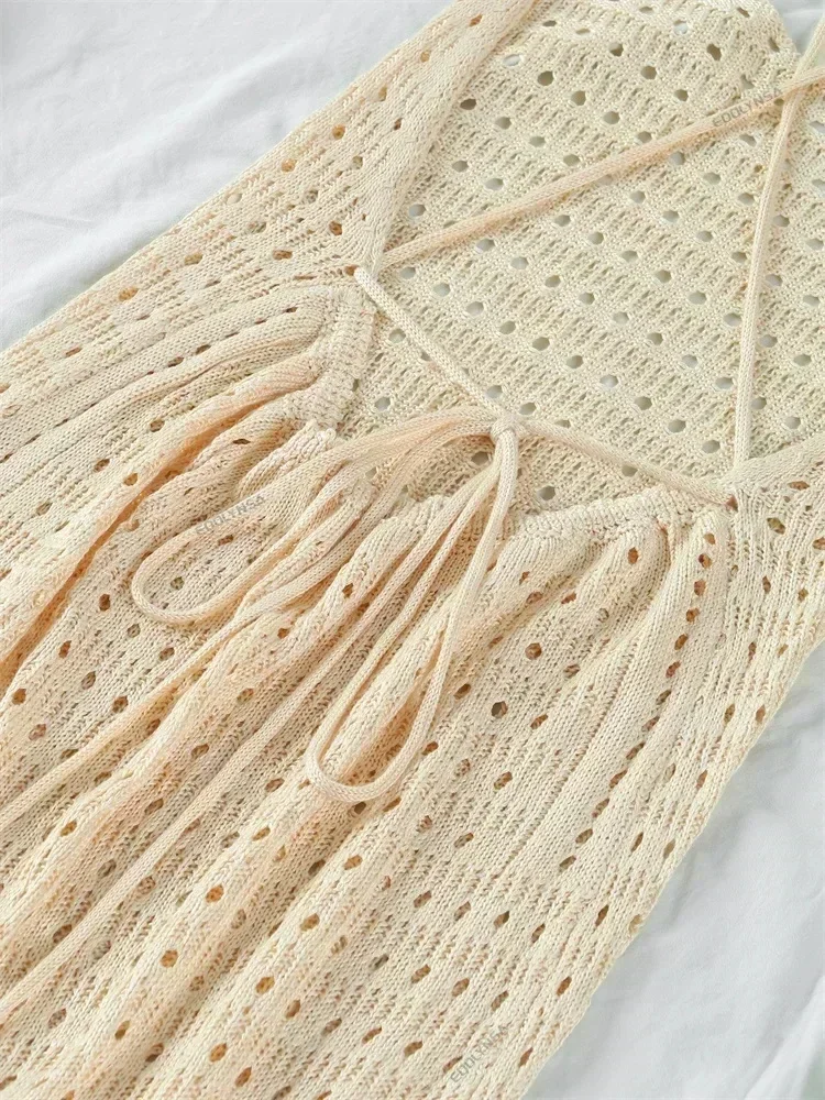 مثير متماسكة قطع شرابة حزام Bodycon شاطئ فستان ماكسي الصيف المرأة عطلة نادي حفلة الزي ملابس السباحة Vestido Playero