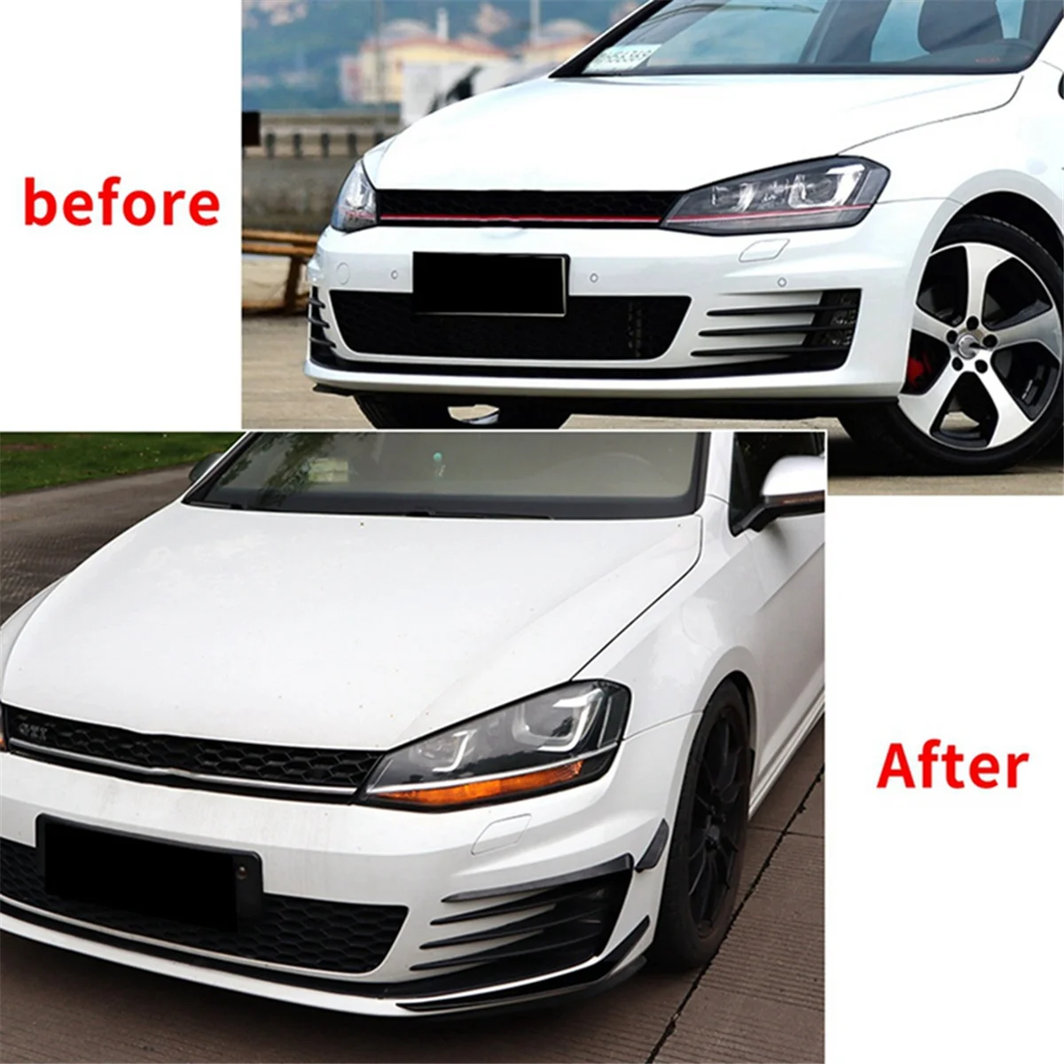 1 Pair Car Front Bumper Spoiler Splitter Cover Fog Light Splitter Trim for Golf 7 Golf MK7 2013-2016 Front Knife