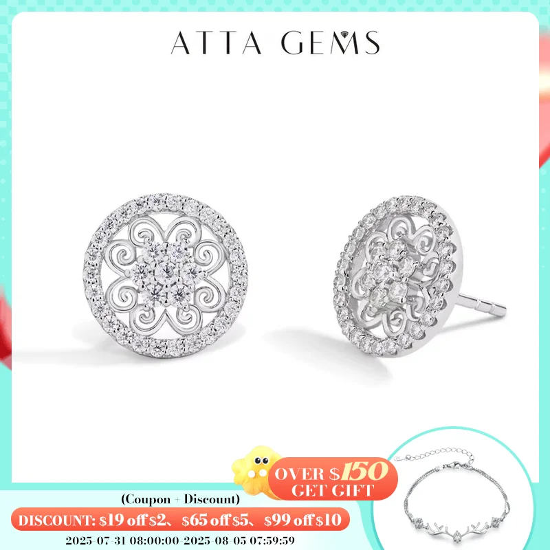 

ATTAGEMS Sparkling Moissanite Earrings for Women D VVS1 Color Pass Diamond Test Solid S925 Sterling Silver Wedding Jewelry Gift