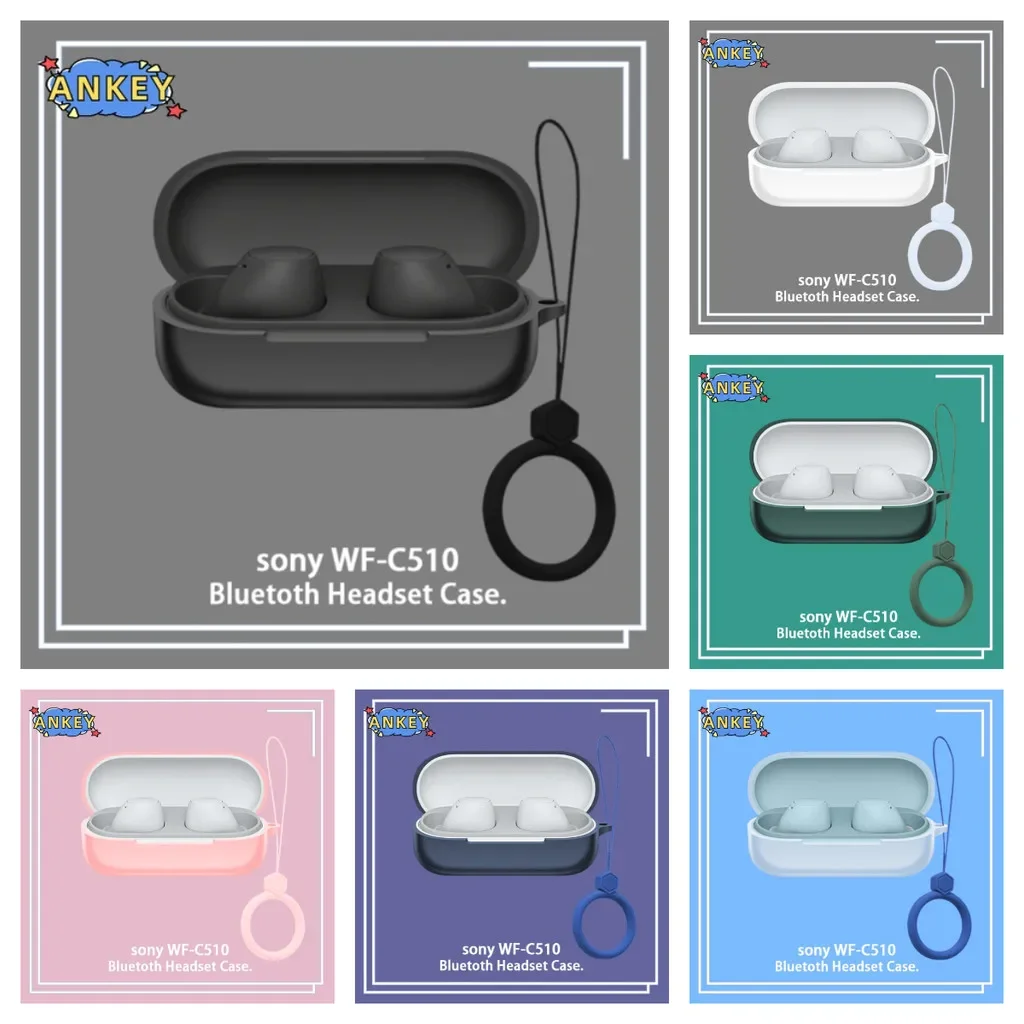 Case for Sony WF-C510 Protective Cover Ring C510 WFC510 Anti-fall Soft Silicone Wireless Bluetooth Earbuds Carrying