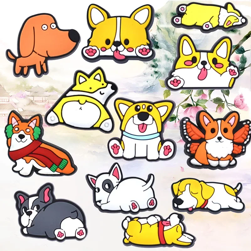 Shoe Charms for Crocs Accessories Corgi Shoes Charm for Croc Decorations Pins Men Accessory Jeans Woman Clogs Clips Badges