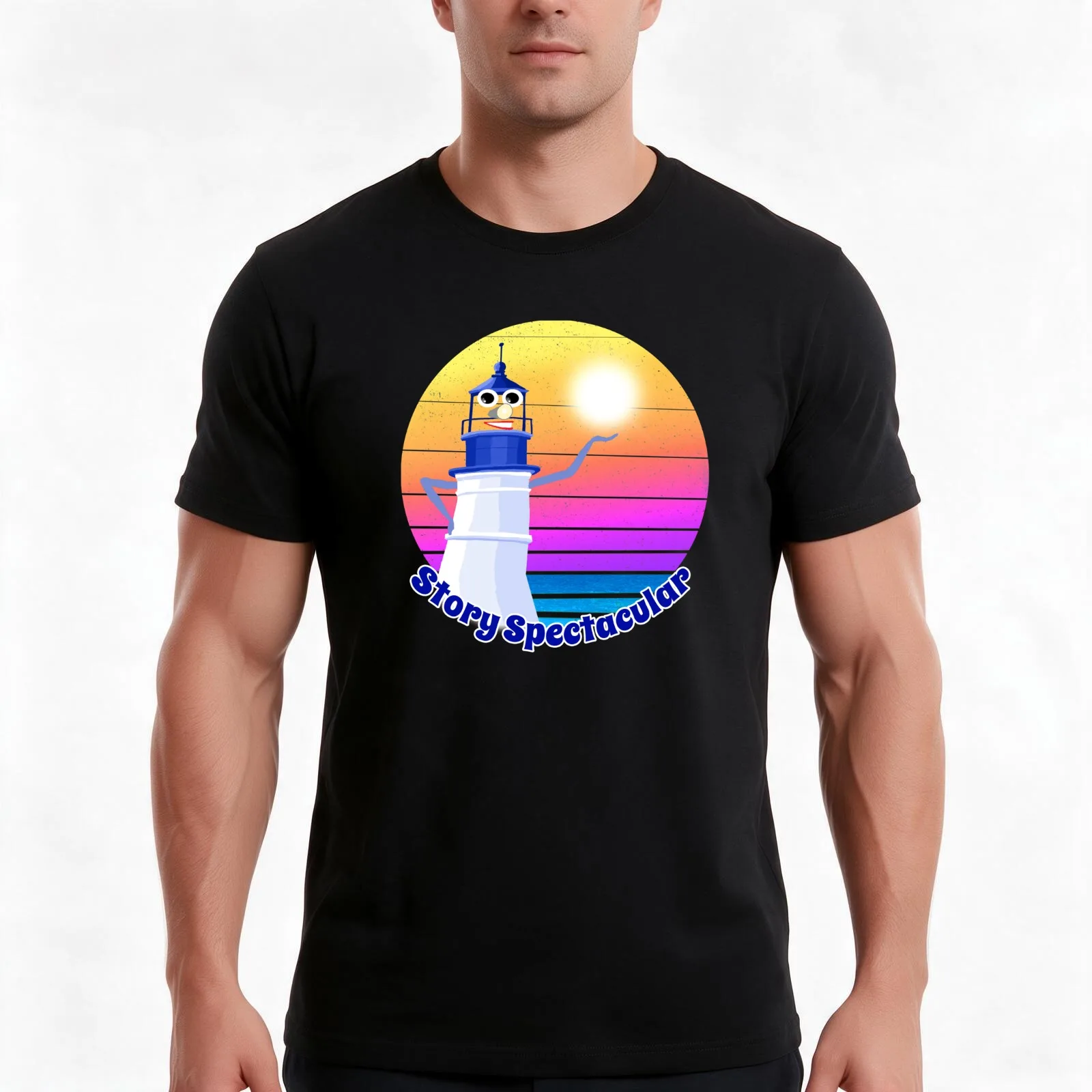 Lawrence the Lighthouse Story Spectacular Kid's Podcast- Portland Maine by Storytacular T-Shirt, Summer Casual Cotton Tee