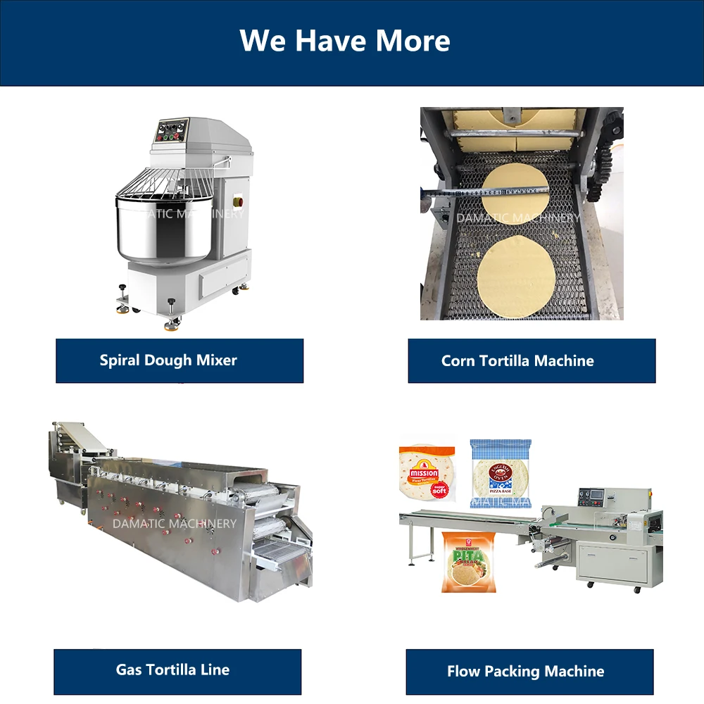 Damatic Tortilla Production Line/Customized Size And Thickness Automatic Tortilla Bread Dough Pressing Baking Machine