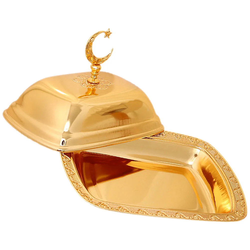 

1PCS Fruit Tray Snack Gold European Home Decor Party Serving Platter Iron Chips Dish Buffet Lids Kitchen fruit trays