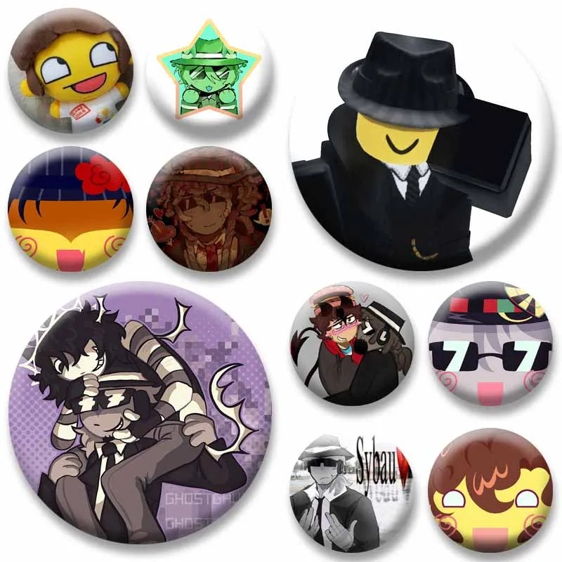Mafioso Chance Shedletsky Funny Meme Soft Button Pin Anime Game Forsaken Brooches Cartoon Round Badge Bag Hat Decor Friend Gifts